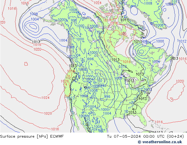 Atmosférický tlak ECMWF Út 07.05.2024 00 UTC