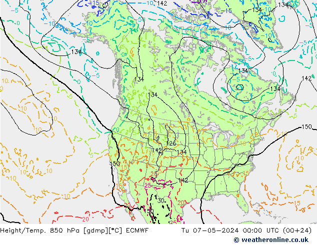 Z500/Yağmur (+YB)/Z850 ECMWF Sa 07.05.2024 00 UTC