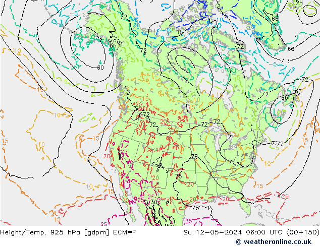 Height/Temp. 925 hPa ECMWF Su 12.05.2024 06 UTC