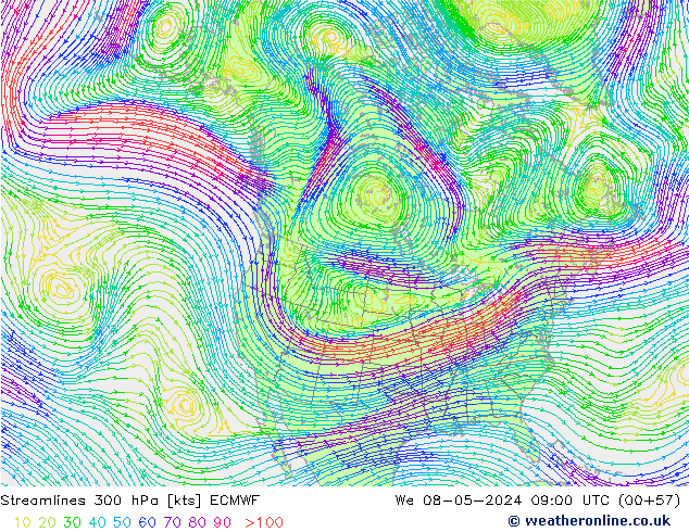 ветер 300 гПа ECMWF ср 08.05.2024 09 UTC