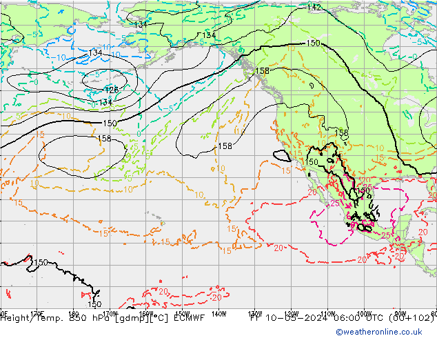 Z500/Rain (+SLP)/Z850 ECMWF Fr 10.05.2024 06 UTC