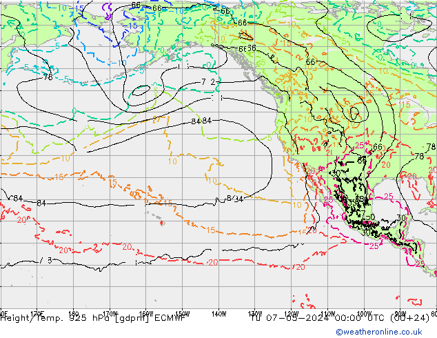 Height/Temp. 925 hPa ECMWF  07.05.2024 00 UTC
