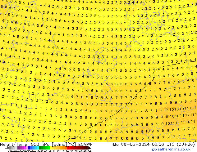 Z500/Rain (+SLP)/Z850 ECMWF Mo 06.05.2024 06 UTC