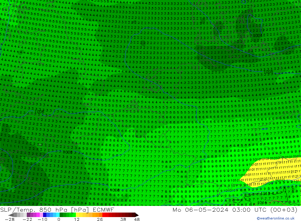 SLP/Temp. 850 hPa ECMWF lun 06.05.2024 03 UTC