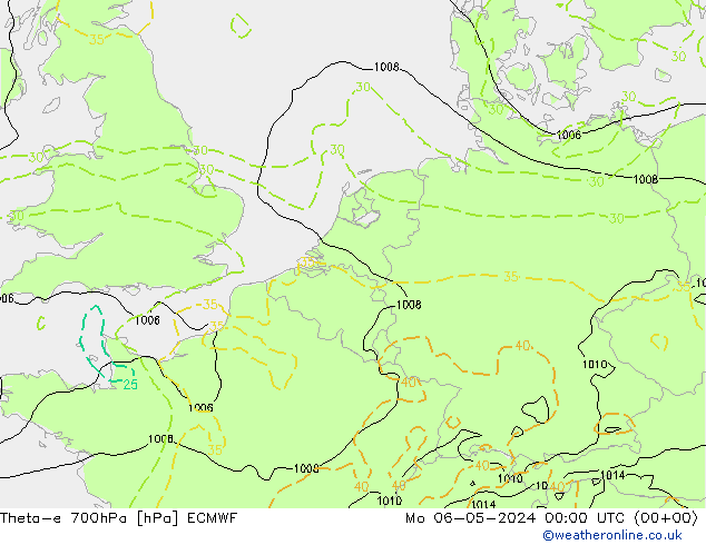 Theta-e 700hPa ECMWF Mo 06.05.2024 00 UTC