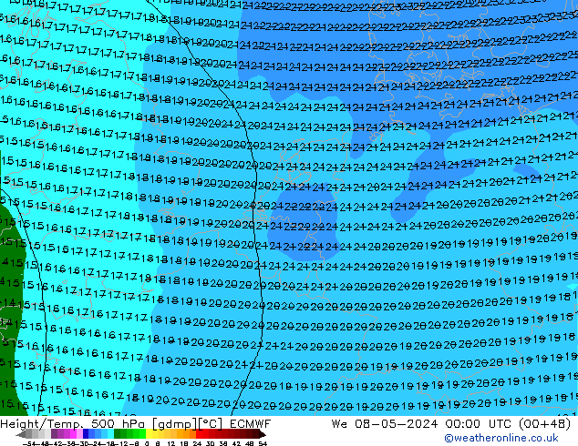 Z500/Rain (+SLP)/Z850 ECMWF Mi 08.05.2024 00 UTC