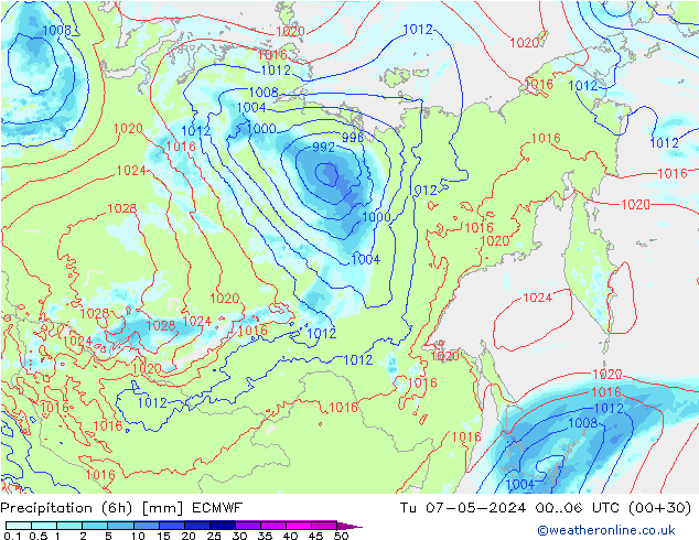 Z500/Rain (+SLP)/Z850 ECMWF mar 07.05.2024 06 UTC