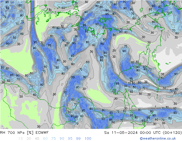 RH 700 hPa ECMWF Sa 11.05.2024 00 UTC