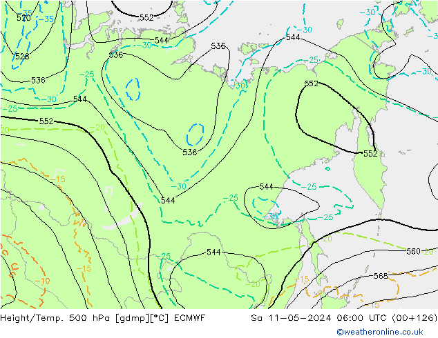 Z500/Regen(+SLP)/Z850 ECMWF za 11.05.2024 06 UTC