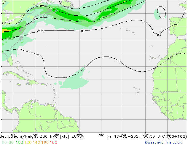 Jet stream/Height 300 hPa ECMWF Fr 10.05.2024 06 UTC