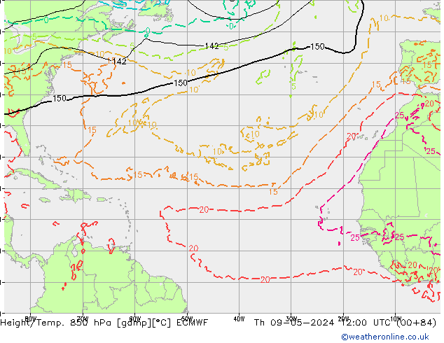 Z500/Rain (+SLP)/Z850 ECMWF Do 09.05.2024 12 UTC