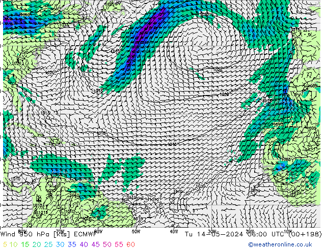 Vento 950 hPa ECMWF mar 14.05.2024 06 UTC