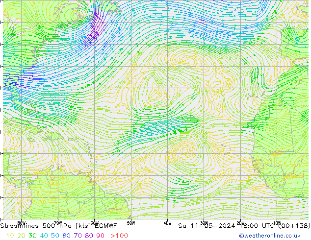 Rüzgar 500 hPa ECMWF Cts 11.05.2024 18 UTC