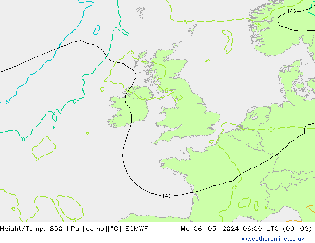 Z500/Yağmur (+YB)/Z850 ECMWF Pzt 06.05.2024 06 UTC