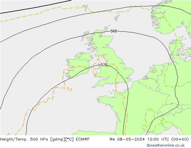 Z500/Rain (+SLP)/Z850 ECMWF We 08.05.2024 12 UTC