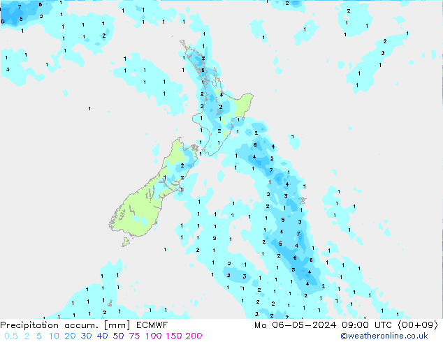 Precipitation accum. ECMWF Po 06.05.2024 09 UTC