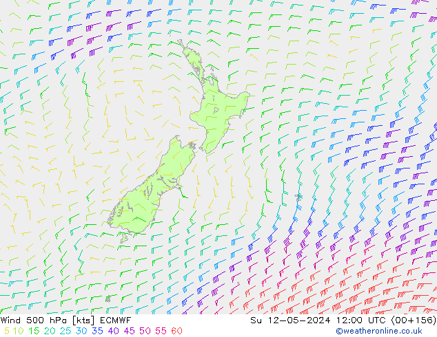 Wind 500 hPa ECMWF zo 12.05.2024 12 UTC