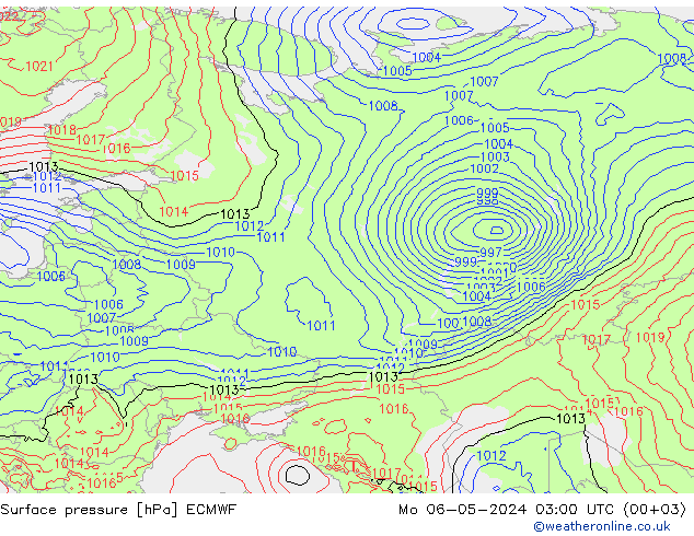 Surface pressure ECMWF Mo 06.05.2024 03 UTC