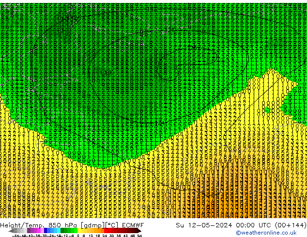 Z500/Rain (+SLP)/Z850 ECMWF  12.05.2024 00 UTC