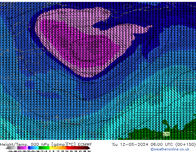 Z500/Yağmur (+YB)/Z850 ECMWF Paz 12.05.2024 06 UTC