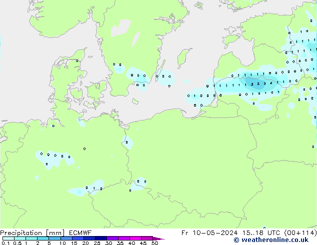 Srážky ECMWF Pá 10.05.2024 18 UTC