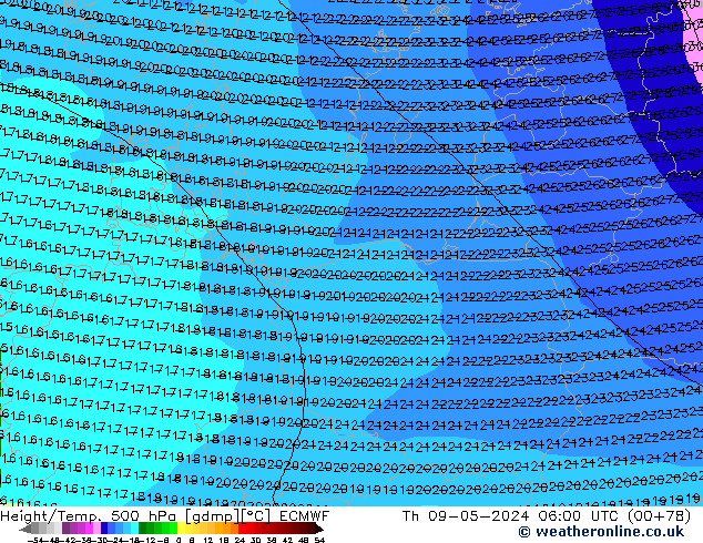 Z500/Rain (+SLP)/Z850 ECMWF  09.05.2024 06 UTC