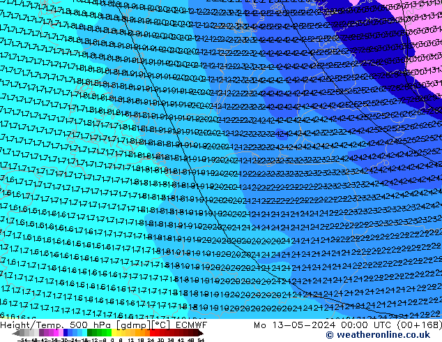 Z500/Rain (+SLP)/Z850 ECMWF ��� 13.05.2024 00 UTC