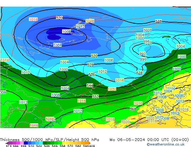 Thck 500-1000hPa ECMWF  06.05.2024 00 UTC