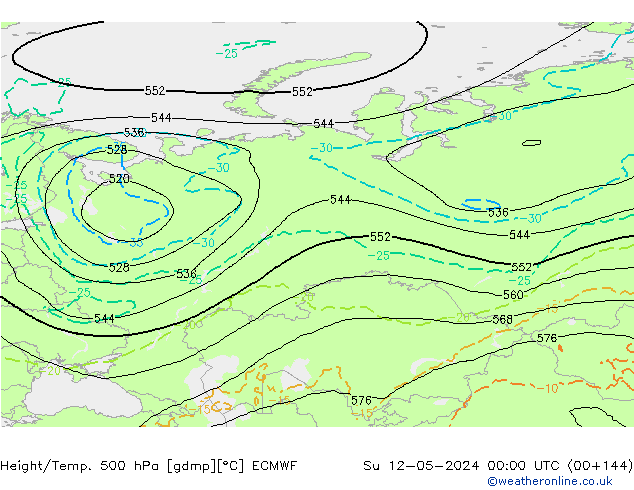 Z500/Rain (+SLP)/Z850 ECMWF dom 12.05.2024 00 UTC