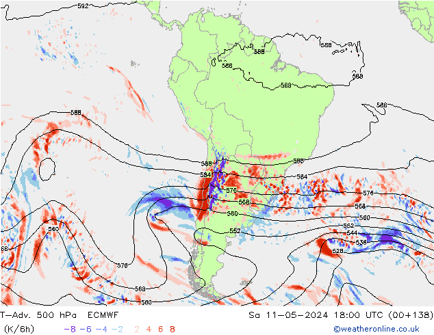 T-Adv. 500 hPa ECMWF So 11.05.2024 18 UTC