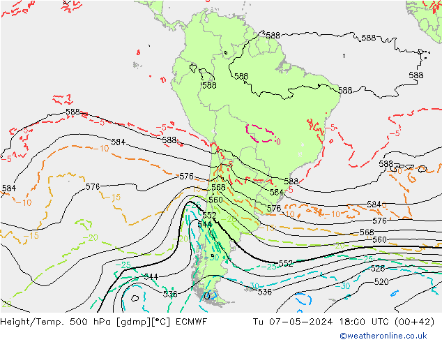 Z500/Rain (+SLP)/Z850 ECMWF Tu 07.05.2024 18 UTC