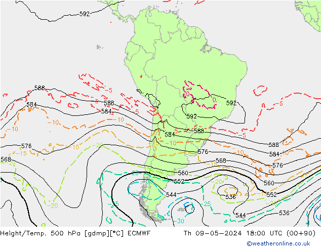 Z500/Yağmur (+YB)/Z850 ECMWF Per 09.05.2024 18 UTC