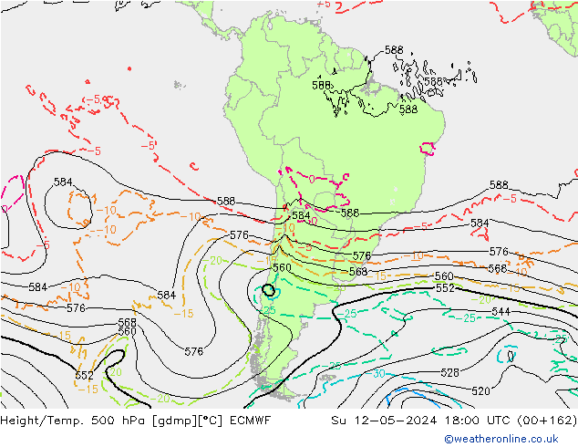 Z500/Rain (+SLP)/Z850 ECMWF Вс 12.05.2024 18 UTC