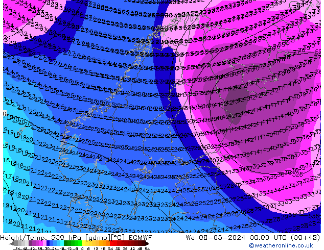 Z500/Rain (+SLP)/Z850 ECMWF St 08.05.2024 00 UTC
