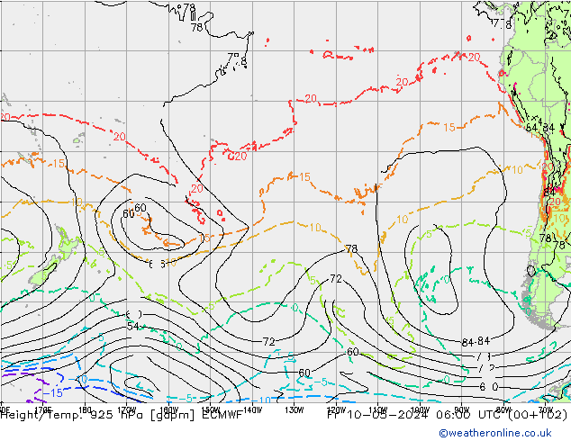 Height/Temp. 925 hPa ECMWF Pá 10.05.2024 06 UTC