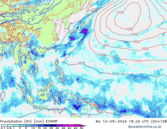 Z500/Rain (+SLP)/Z850 ECMWF Seg 13.05.2024 00 UTC
