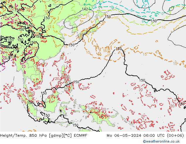 Z500/Rain (+SLP)/Z850 ECMWF Po 06.05.2024 06 UTC