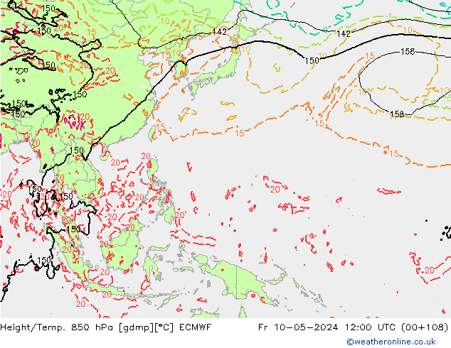 Z500/Rain (+SLP)/Z850 ECMWF пт 10.05.2024 12 UTC