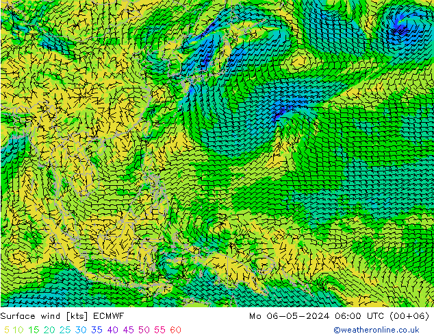 Surface wind ECMWF Mo 06.05.2024 06 UTC