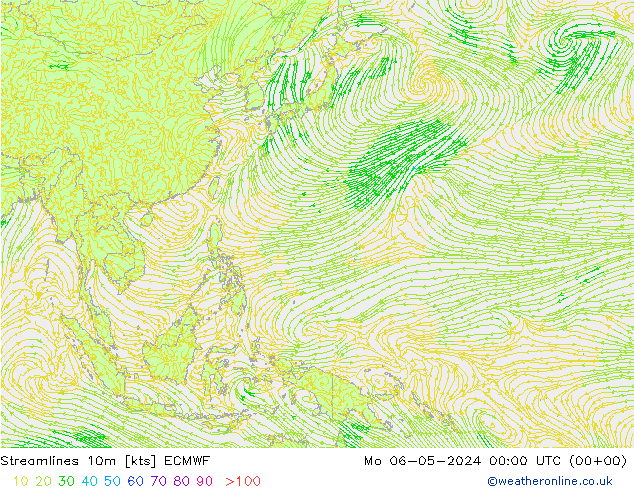 Stroomlijn 10m ECMWF ma 06.05.2024 00 UTC