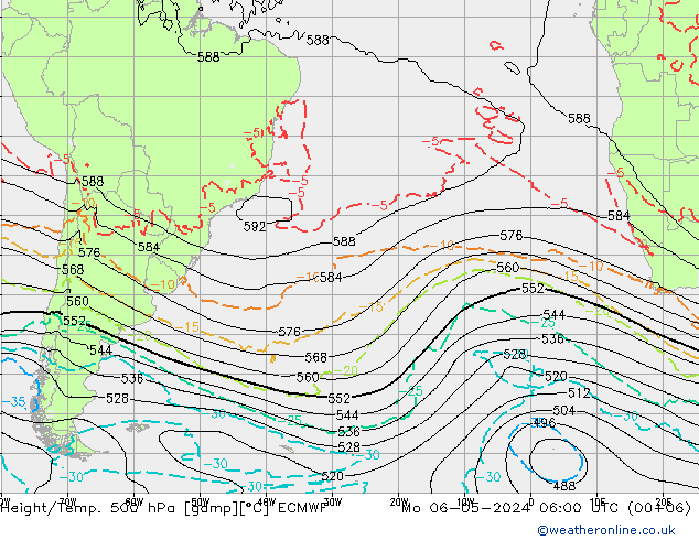 Z500/Rain (+SLP)/Z850 ECMWF lun 06.05.2024 06 UTC