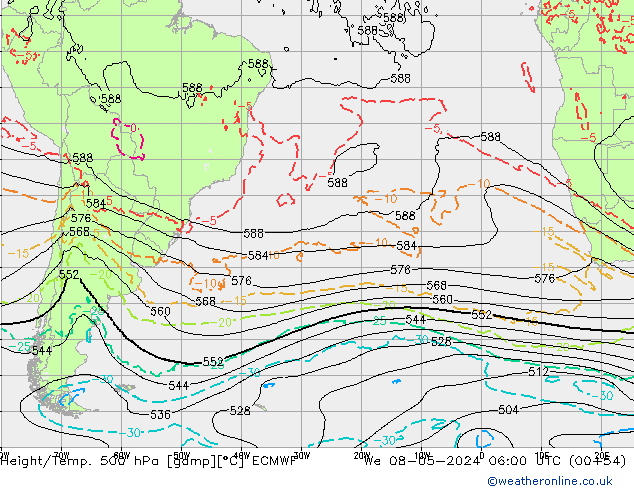 Z500/Yağmur (+YB)/Z850 ECMWF Çar 08.05.2024 06 UTC