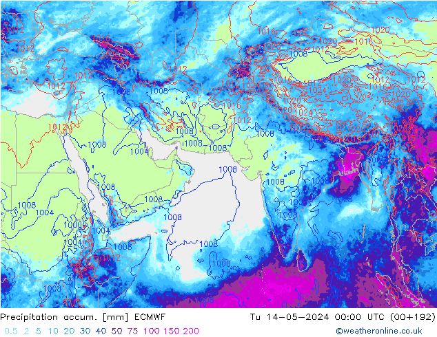 Precipitation accum. ECMWF Ter 14.05.2024 00 UTC