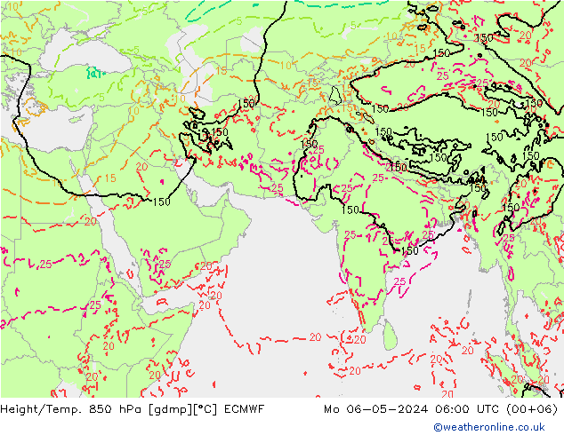Z500/Rain (+SLP)/Z850 ECMWF 星期一 06.05.2024 06 UTC