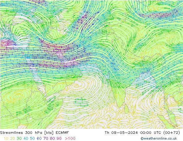 Rüzgar 300 hPa ECMWF Per 09.05.2024 00 UTC