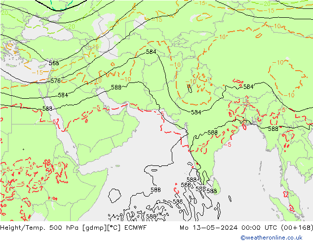 Z500/Rain (+SLP)/Z850 ECMWF пн 13.05.2024 00 UTC