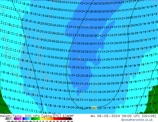 Z500/Rain (+SLP)/Z850 ECMWF Mo 06.05.2024 06 UTC