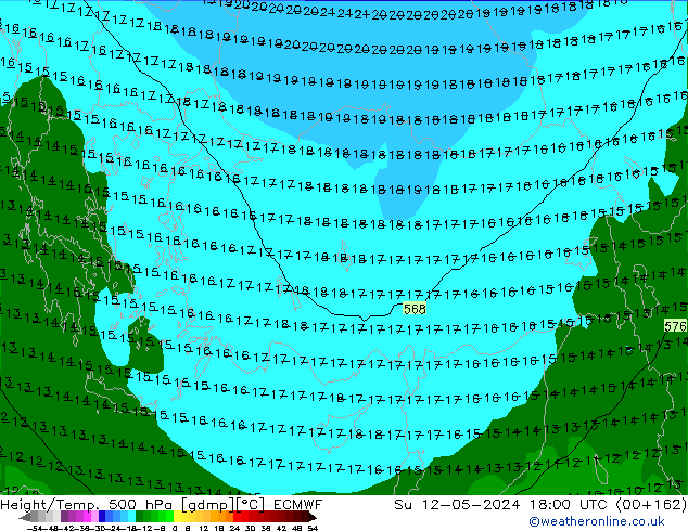 Z500/Regen(+SLP)/Z850 ECMWF zo 12.05.2024 18 UTC