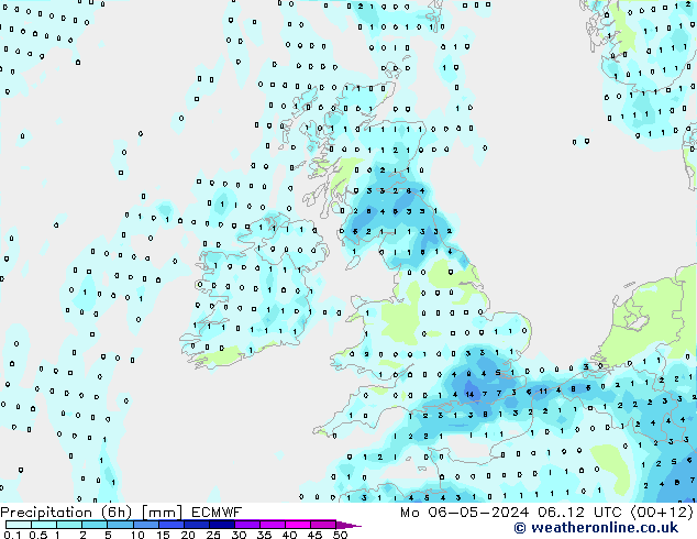 Z500/Rain (+SLP)/Z850 ECMWF Mo 06.05.2024 12 UTC