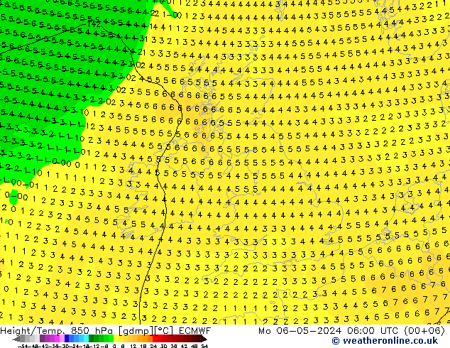 Z500/Rain (+SLP)/Z850 ECMWF lun 06.05.2024 06 UTC